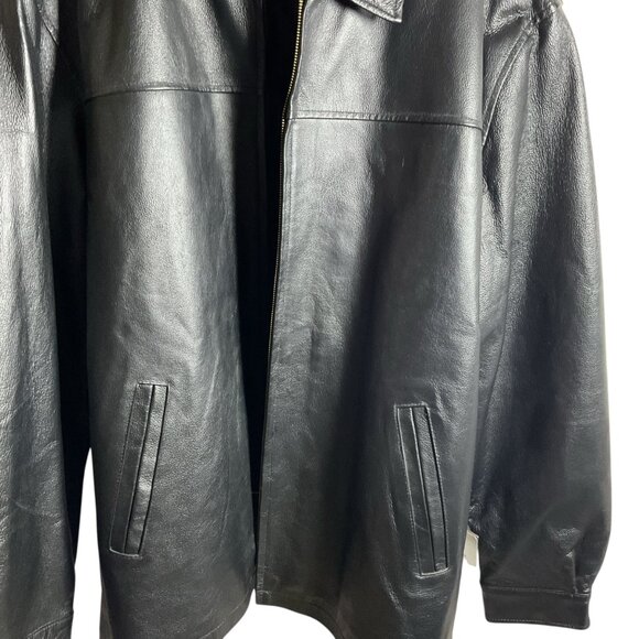 NWT Oscar Piel Mens Black Leather Jacket Zip Closure & Pockets - Picture 3 of 8